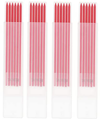 24 Stück Holzbearbeitungs Bleistiftminen, 2,8 mm HB Mine Für Tischler Bleistiftmine Nachfüllung Zum Schreiben, Zeichnen, Tischler Marker Druckbleistift(Rot)
