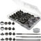 Keismodye 12 Sets Druckknopf-Set, robuste 15-mm-Druckknöpfe aus Metall, Druckknöpfe aus Leder und Näharbeiten, Druckknöpfe mit 4 Installationswerkzeugen für Schuhe, Kleidung, Jeans, Taschen (schwarz)