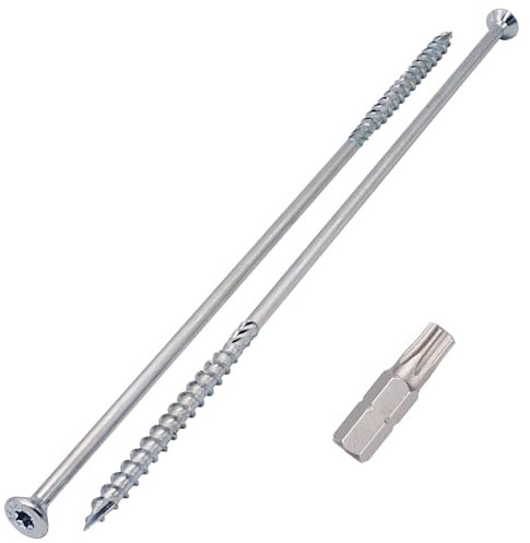 SKIR'CO (10 piezas) Tornillos para madera de acero galvanizado 8,0 x 300 mm, tornillos Torx de cabeza avellanada, tipo 17, tornillos para aglomerado