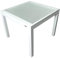 MOMMA HOME Ausziehbarer Gartentisch, Aluminium und gehärtetes Glas, quadratisch, ausziehbar, für den Außenbereich, Maße: 90/150 x 90 x 74 cm, Weiß