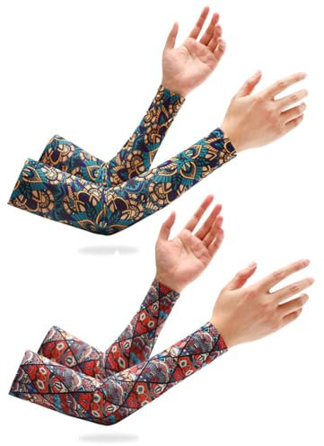 Manchons Bras Anti UV - 4 Pièces Protection Solaire pour Sports, Cyclisme, Volleyball, Conduite en Plein Air - Cover Up pour Tatouage - pour Femmes et Hommes