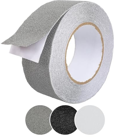 ANRO Bande adhésive antidérapante autocollante pour marches d'escaliers - En PVC - Pour l'intérieur et l'extérieur - Gris - 5 cm x 10 m