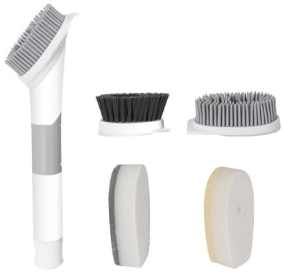 Dish Brush Set Soap Dispensing, Washing Up Brushes for Liquid Soap, Kitchen Scrubbing Brush with Handle - Dish brushes for washing up with 4 Replacement Washing Up Heads - Dish Wand