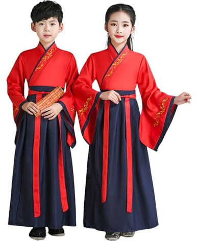 Tai Chi Uniform Hanfu Dresses for Boys and Girls Chinese Style Long-Sleeve Performance Costumes for Kid