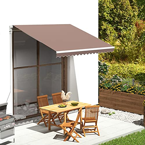 Toldo retráctil de repuesto para balcón, color marrón, 5 x 3,5 m, con brazo extensible, para muebles de patio, casa