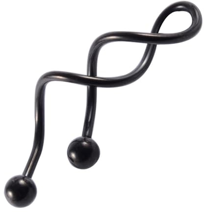 Zynova 14G Twisted Stainless Steel Industrial Barbell Cartilage Earrings Minimalist Conch Helix Cartilage Industrial Piercing Jewelry for Women Men (Black)