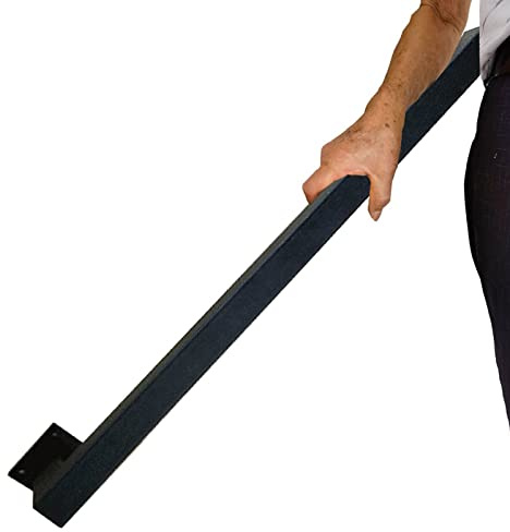 Rampa de seguridad cuadrada negra para escaleras, barra de apoyo Ra para uso en interiores y exteriores, longitudes ajustables: 80 cm, 120 cm, 150 cm, 180 cm, 250 cm, 300 cm. Mejora la seguridad de