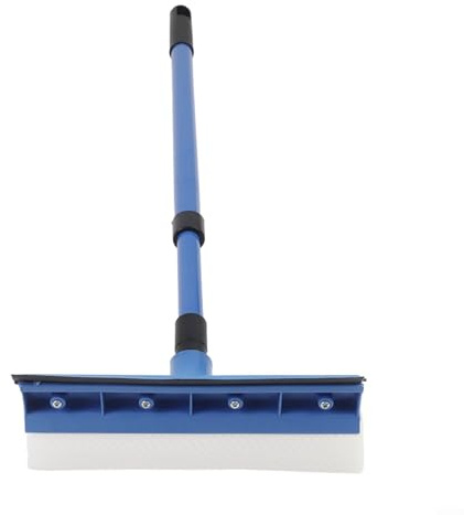 2-i-1 teleskopisk glasskrapa med långt handtag och svampborste, 50 cm infällbart fönsterrengöringsverktyg, 75 cm utökad längd för hemmabruk