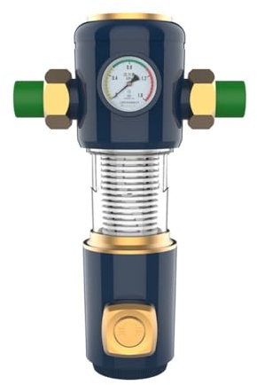 MeevrgR Filtro controlavaggio con acciaio inox da 40 micron per elemento, tecnologia a doppia rotazione a 360° per prefiltrazione, compatibile con idropulitrici elettriche e sistema idrico domestico