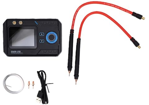 Luocute Soldador por Puntos de Batería, Soldador por Puntos Portátil de Mano de 1200 W con Pantalla LCD de 2,4 Pulgadas y 4 Configuraciones de Nivel, para Baterías de Litio, (Batería incorporada de