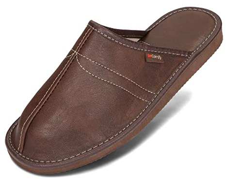 BeComfy Zapatillas de casa para Hombres Cuero Genuino | Ligera y Suave | Disponible EN Cuatro Colores y con Caja de Regalo 40-46 EU