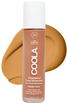 COOLA Organic Rosilliance BB Cream with SPF 30, Tinted Moisturizer Sunscreen & Foundation, Dermatologist Tested, Golden Hour, 1.5 Fl Oz