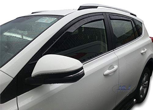 J&J AUTOMOTIVE | Windabweiser Passend Für Rav4, 2012-2018, Heko Regenabweiser, Getönt, Set 4-Teilig, Vorne und Hinten, Aerodynamisch