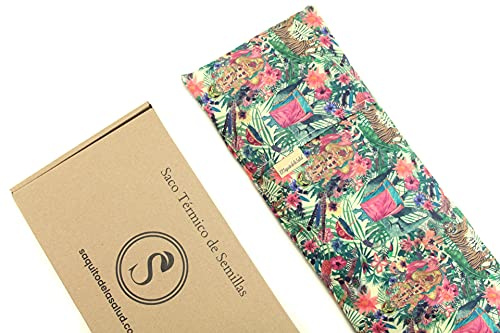 Sacco termico per semi per microonde Aroma Lavanda, fiori d'arancio o rosmarino per applicare calore secco naturale 100% cotone indiano (blu, M (50 x 15 x 2 cm con custodia))