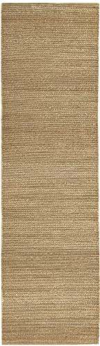 HAMID - Alfombra de Yute Giralda 100% Fibra de Yute Natural, Alfombra Suave y de Alta Resistencia, Tejida a Mano, Alfombra de Salón, Comedor, Dormitorio, Pasillo, Color Natural (300x80cm)