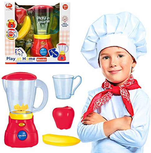 Xwin Sportseries Toy Juicer Mixer for Kids, Pretend Play Kitchen Appliances Set with Realistic Lights & Sounds, Educational Role Play Gift Toy for Kids 3+ Years
