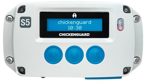 Hühnerklappe Automatisch ChickenGuard S5, Programmierbarer Timer, hebt Geflügeltür/Klappe bis zu 1 kg, Batterie-/Elektrisch Betrieben, Wetterfest, Wintertemperaturen bis -20 °C (Tür Nicht Enthalten)