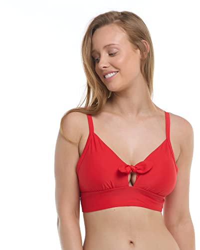 Body Glove Women's Smoothies Olivia Solid D, Dd, E, F Cup Bikini Top Swimsuit with Adjustable Tie Back, True, E