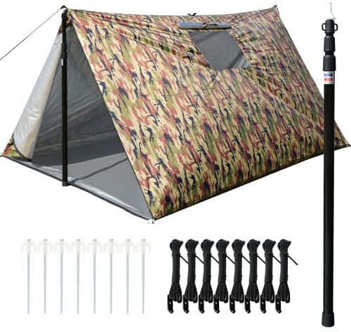 Protección completa: LYN - Tienda de campaña de emergencia instantánea para 4 personas, impermeable, ultraligera, con ventana de visualización, poste telescópico, estaca para camping, primeros