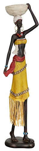GILDE Moderne Dekofigur Skulptur Frau - afrikanische Deko aus Kunstharz - Afrika Style - Höhe 46 cm