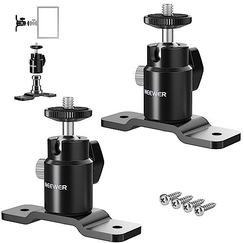 NEEWER TS008 - Juego de 2 soportes de pared tipo T para montaje en pared con cabezal de bola desmontable, perno de 5/8 pulgadas, tornillo de 1/4 pulgadas para flash estroboscópico, monitor de cámara