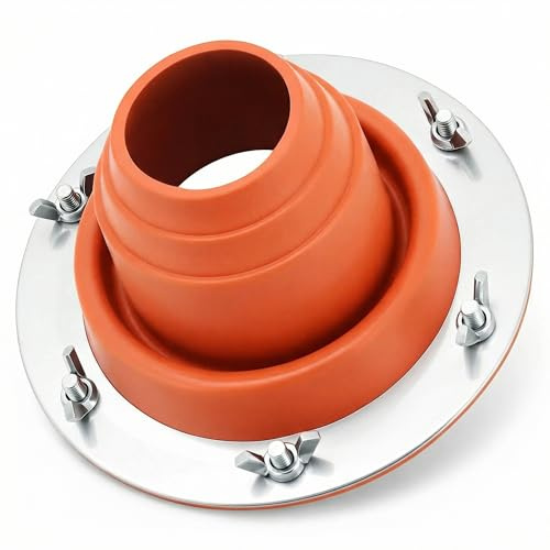 QWORK® Manguito de Tubo para Estufa de Tienda con Brida de Sellado de Acero Inoxidable, Manguito de Tubo de Silicona Resistente hasta 300 ℃, Adecuado para Tubos de 45-85 mm