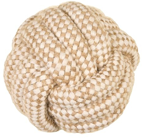 La Cordeline Giocattolo cane corda cotone canapa naturale da masterizzare giocattolo interattivo per cani cuccioli – palla 10 cm, beige