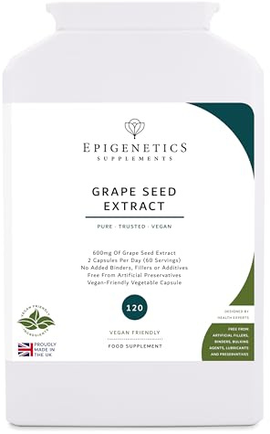 Grape Seed Extract | Proanthocyanidins 600mg | 120 Capsules, Vegan Friendly UK Made, 2 Capsules Daily, (2 Month Supply) Natural Ingredients