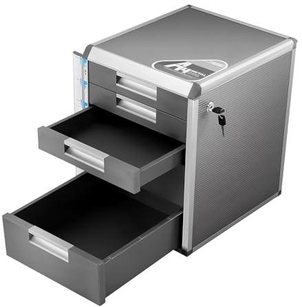 MEHOOSPVN Lådset Sorteringslådor Metall Lådask Låsbar 5 Lådor Kontorsförvaring Skrivbord Organiserare Dokument Förvaring Förvaringslåda Aluminiumlegering, Robust Förvaringsbox för Filer, Kontorspapper