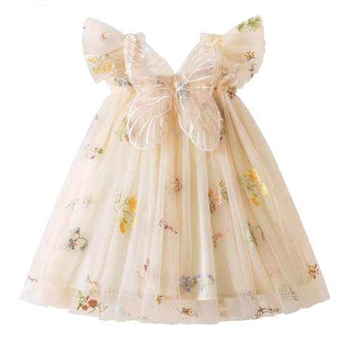NNJXD Abito da bambina in tulle Casaul Summer Strap Abiti senza maniche, 2109 Giallo, 12-24 Mesi