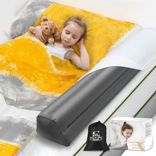 Fwiull Aufblasbarer Rausfallschutz Kinder Bett Reise(130cm),Sicherheitsgeländer für Kinder,Reise Rausfallschutz Bettgitter,Aufblasbares Rausfallschutz Kinder für Zuhause&auf Reisen mit Luftpumpe