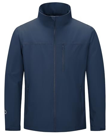 Utomhus Ventures vattentät jacka herr fleecefodrad övergångsjacka mellanlager segeljacka, softshelljacka, sportjacka för vandring, camping, fiske, Djupblå, XXL