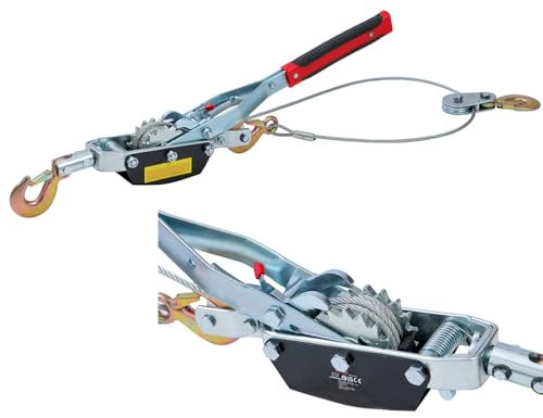 KATSU Tools Cabrestante de Cable con Trinquete Reforzado, Capacidad 5 Toneladas, Cable de Acero 3.5m x 6.3mm, 3 Ganchos de Acero, Sistema de Doble Engranaje, para Remolques y Rescate de Vehículos