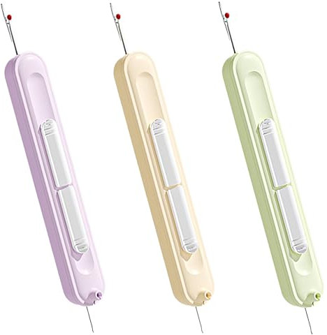 YELYTR 3 Stück Nahttrenner, 2 in 1 Nadeleinfädler & Auftrenner für Nähte, Einfädelhilfe für Nähnadeln, Nähmaschinen Zubehör, Doppelseitig, Mit Schutzkugel, Perfekt für Handnähen, Stickerei