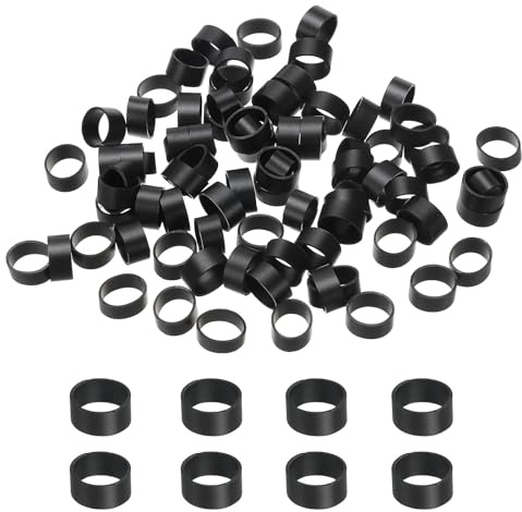 PATIKIL Silikongummiband buntband 1,3 cm, 80 st platt gummi elastiskt band för kontorsmaterial hem sladdomslag, svart