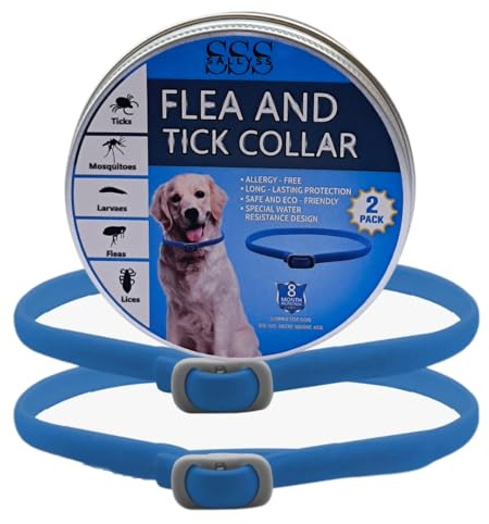 SALLYSS Collare Antiparassitario per Cani – 2 Pezzi – Protezione Naturale con Citronella e Menta – Efficacia fino a 8 Mesi – Impermeabile, Regolabile, Formula Sicura (Blue)