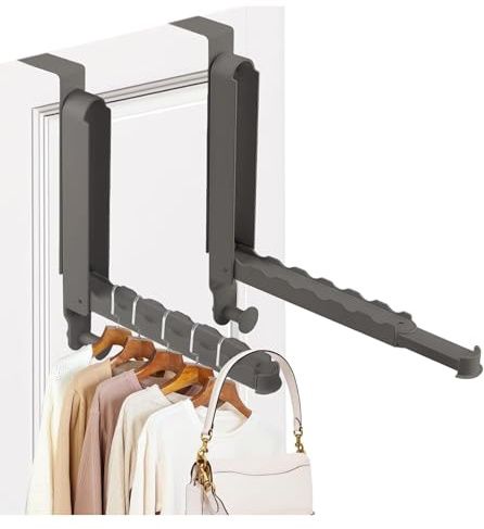 Yowmina Set di 2 Appendiabiti da Porta Pieghevole, 6 Ganci, da Appendere, Porta Abiti Salvaspazio per Bagno Camera da Letto, Porta Oggetti Regolabile