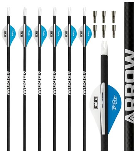 Tooth Of The Arrow Hunting Arrows – .204 (5mm) Diameter Carbon Arrows – Premium 3K Carbon Weave – .003 Straightness – 300 & 350 Spine – Compound & Recurve Bow – 6 Pack (300 Spine, 28 Inch)