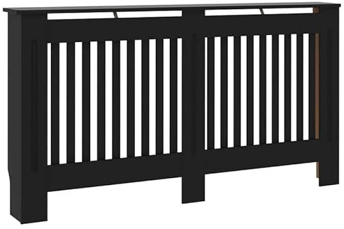 Revestimiento para radiador, color negro, 152 x 19 x 81,5 cm, MDF lacado a base de agua, duradero y respetuoso con el medio ambiente, para salón y dormitorio