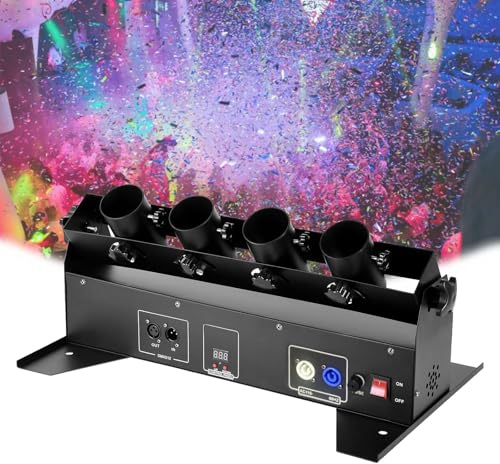 Cañón de confeti, lanzador de confeti eléctrico de 4 cabezales, dispensador de confeti profesional, adecuado para discotecas, eventos de festivales, bodas y fiestas de DJ.