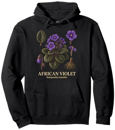 African Violet Saintpaulia Ionantha Vintage Plant Study Pullover Hoodie