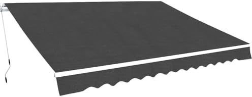 HFXHIJXQ Tenda da sole con braccio articolato, 500 x 300 cm, antracite, tenda da sole regolabile con manovella, robusto telaio in alluminio con rinforzo in metallo, tenda da sole per terrazza e
