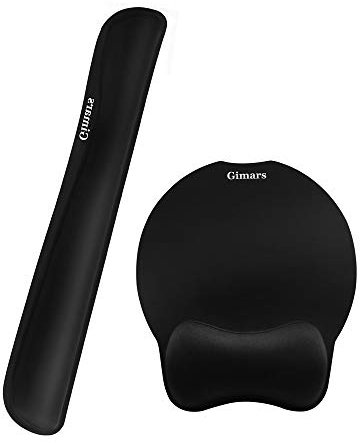 Gimars Alfombrilla Ratón y Reposamuñeca Almohadilla Teclado con Reposamuñecas Ratón con Base de Goma Antideslizante Reposamuñeca Teclado Ergonómica para Ordenador en Oficina Casa Escuela Juego,Negro