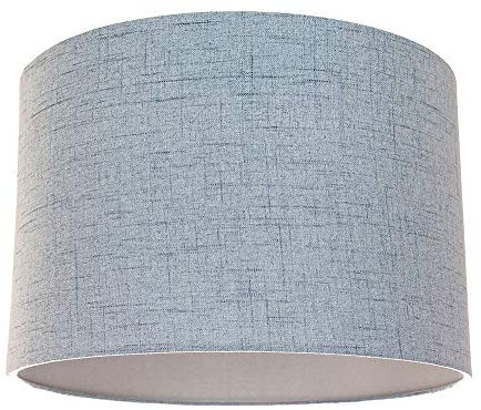 Contemporary and Sleek 12 Inch Light Blue Slate Textured Linen Fabric Drum Lamp Shade 60w Maximum | 30cm Diameter | for Table Lamp or Pendant by Happy Homewares