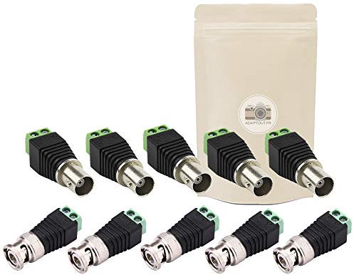 5X Domino BNC Hembra Adaptador 2 entradas sin Conector Video s-Video + 5X Domino BNC Macho Adaptador 2 entradas sin Soldadura Conector Video s-Video