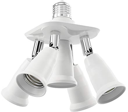 ledscom.de Base E27, adattatore splitter a 5 vie, bianco