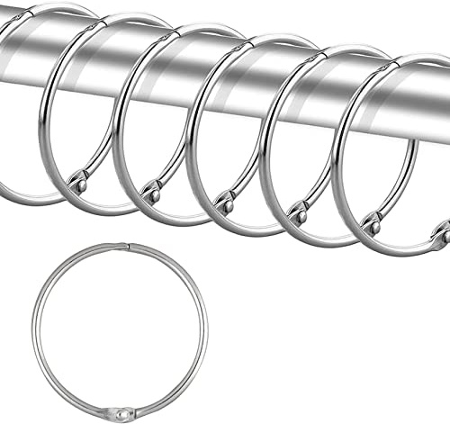 24 Pack Shower Curtain Rings,Rust Proof Shower Curtain Hooks for Bathroom,Circular Decorative Shower Curtain Rings and Hooks for Shower Rod,Metal Rings for Shower Curtain(Chrome)