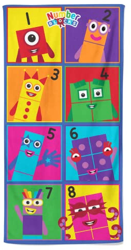 Official Numberblocks Beach Towel - Meet the Numberblocks Design - 70 x 140cm - 100% Cotton, SIngle Beach Towel