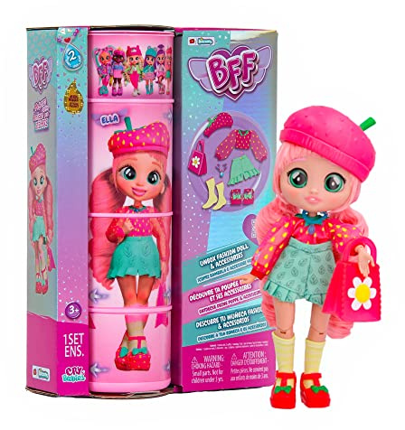 BFF by Cry Babies S2 Ella Collectible fashion Doll with long Hair, fabric Clothes & 9 Accessories - Toy Gift for Girls and Boys +5 Years