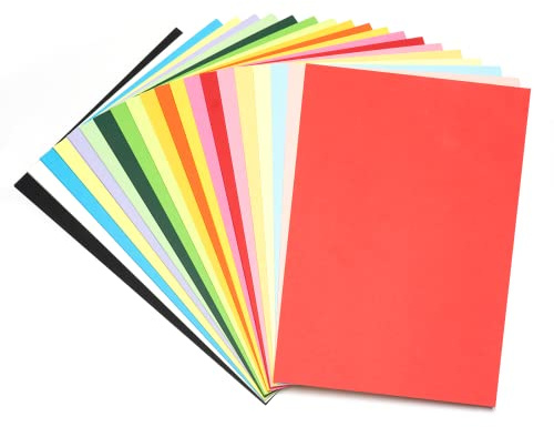 Carehabi Papier coloré A4, 20 couleurs, 180 g/m², feuilles de papier coloré, pour photocopieurs, travaux d'enfants, bricolage, décoration artisanale (80 feuilles)